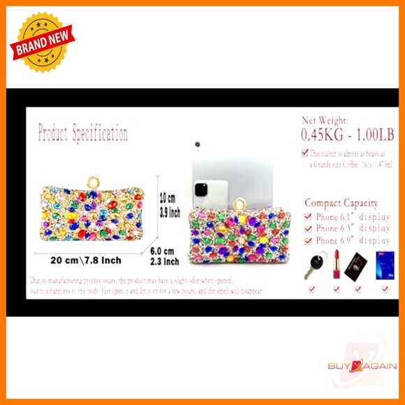 Mini Rhinestone Clutch Purse with Pearl Clasp, Evening Bag for Weddings & - Picture 3 of 7